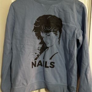 Blue Graphic Sweatshirt with NAILS Design